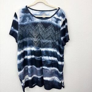 Chico's Womens T Shirt Top Size 20/22 Ombre Casual Pullover Easy Blue